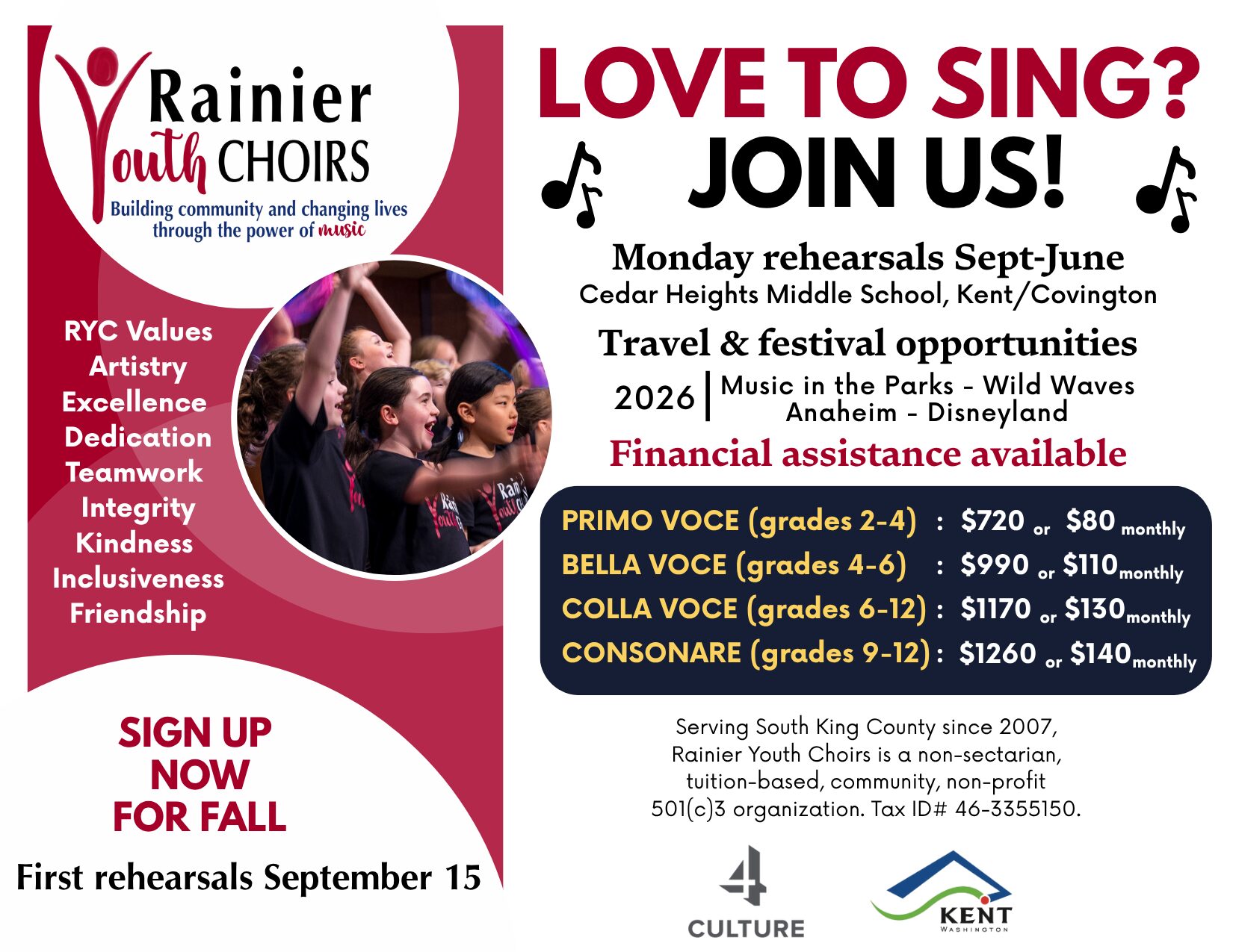 about rainier youth choirs